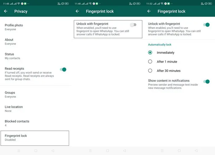 جالب ترین قابلیت های واتساپ که باید بلد باشید!: قفل گذاری روی واتساپ